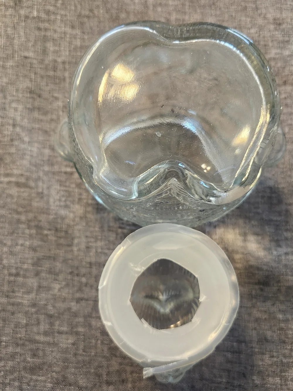 Vintage Clear Pressed Glass Chubby Bunny Rabbit Two Piece Candy Jar